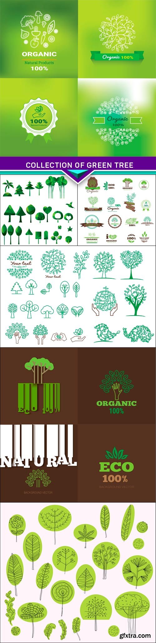 Collection of green tree , logos and icons 6x EPS