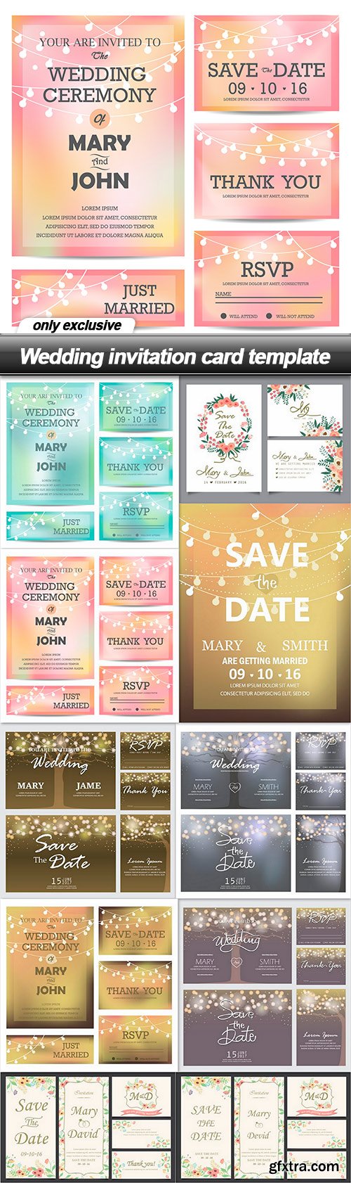 Wedding invitation card template - 10 EPS