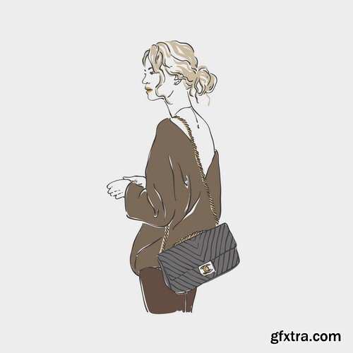 Girl in fashion clothes illustration 1