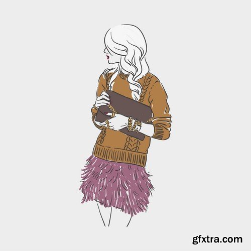 Girl in fashion clothes illustration 1