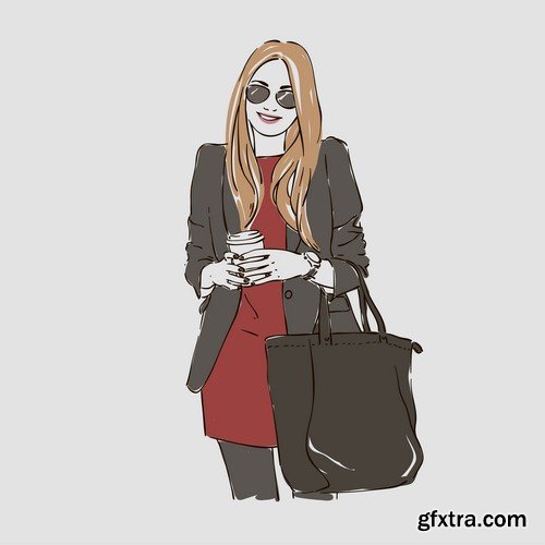 Girl in fashion clothes illustration 1