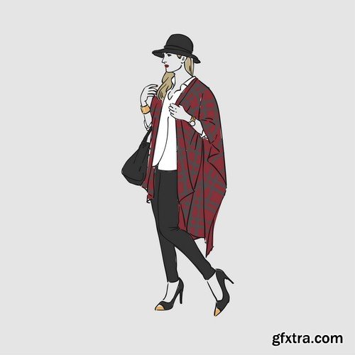 Girl in fashion clothes illustration 1