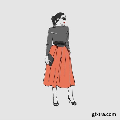 Girl in fashion clothes illustration 1