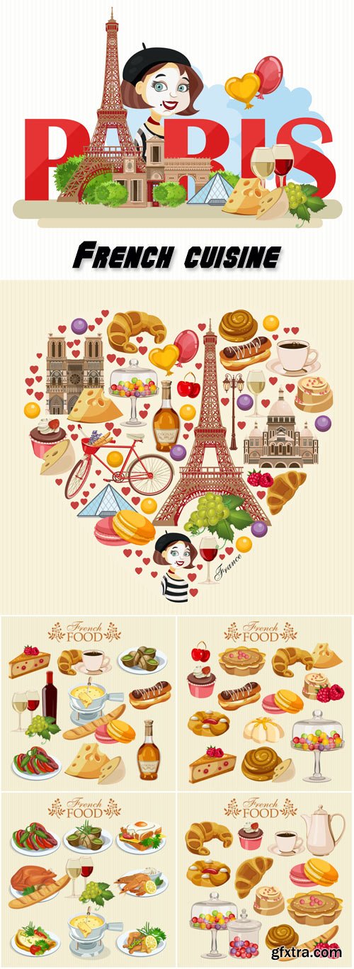 French cuisine, food vector