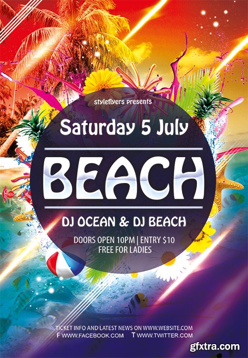 Beach Flyer PSD Template