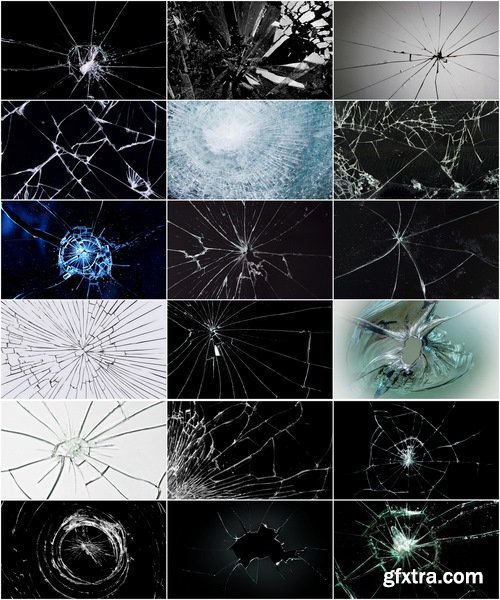 Collection of broken glass crack shard 25 HQ Jpeg