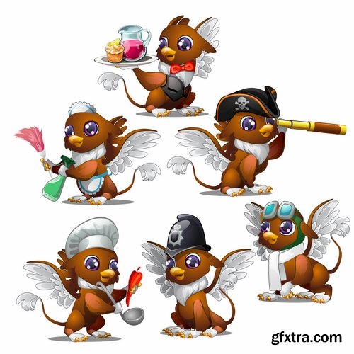 Collection of various cartoon animals vector image 25 EPS