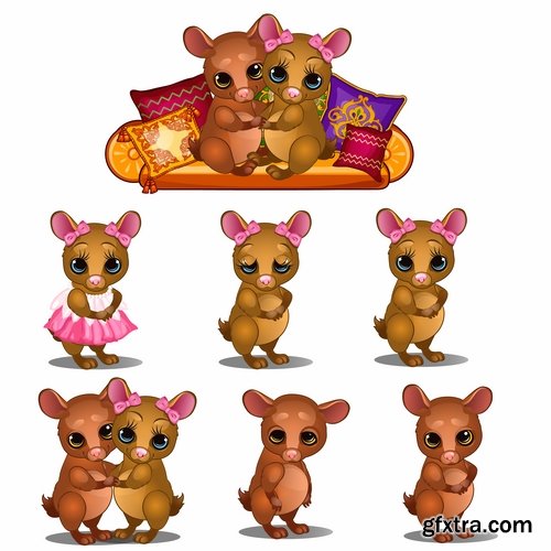 Collection of various cartoon animals vector image 25 EPS