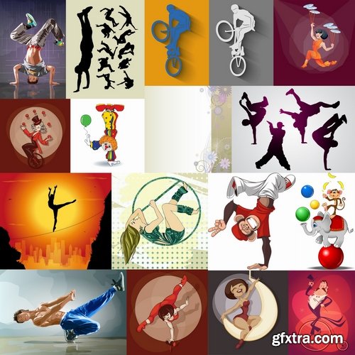 Collection of acrobat trick vector image 25 EPS