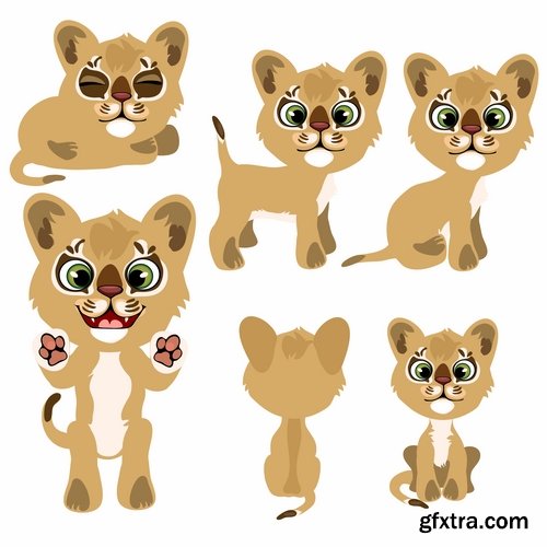 Collection of various cartoon animals vector image 25 EPS