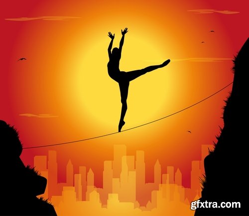 Collection of acrobat trick vector image 25 EPS