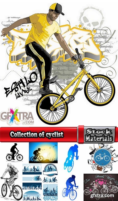 Collection of cyclist bicycle biker vector image 25 EPS