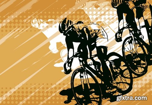 Collection of cyclist bicycle biker vector image 25 EPS