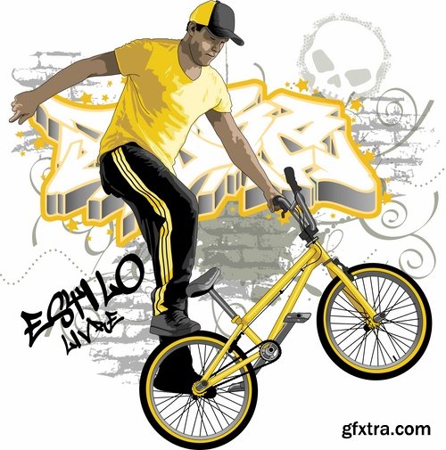 Collection of cyclist bicycle biker vector image 25 EPS