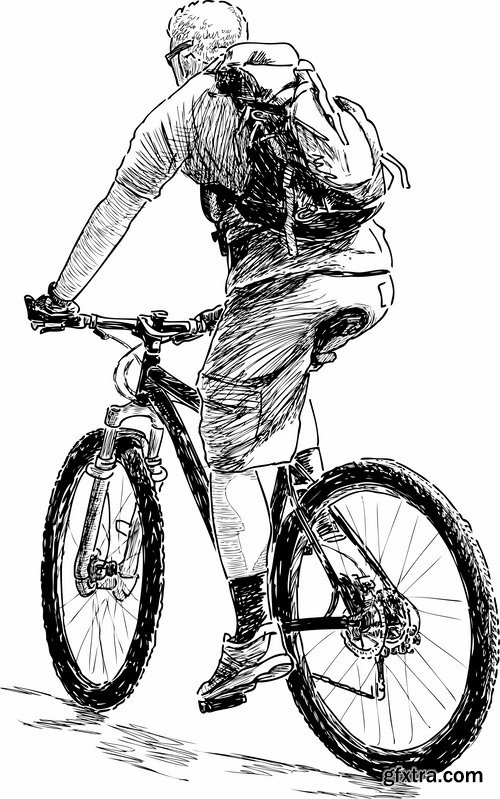 Collection of cyclist bicycle biker vector image 25 EPS