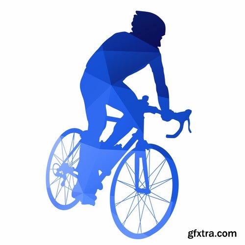 Collection of cyclist bicycle biker vector image 25 EPS