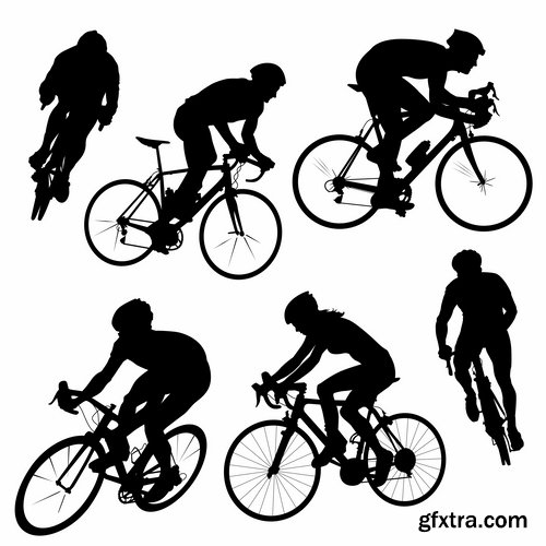 Collection of cyclist bicycle biker vector image 25 EPS