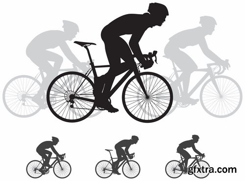 Collection of cyclist bicycle biker vector image 25 EPS