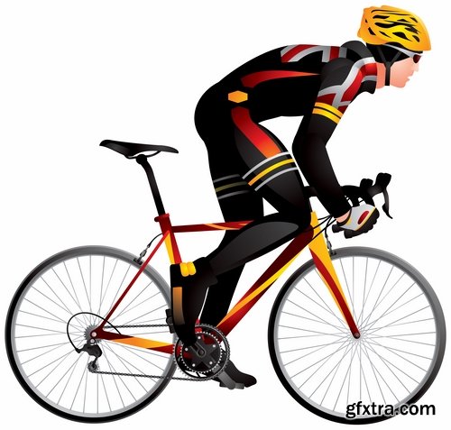 Collection of cyclist bicycle biker vector image 25 EPS