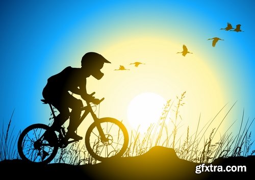 Collection of cyclist bicycle biker vector image 25 EPS