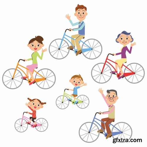 Collection of cyclist bicycle biker vector image 25 EPS