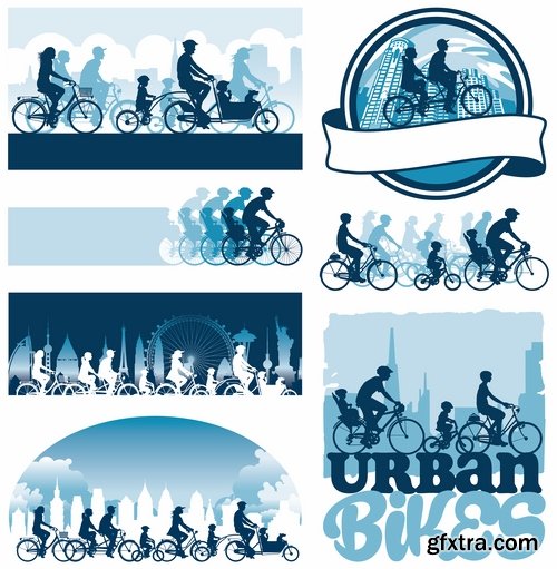 Collection of cyclist bicycle biker vector image 25 EPS