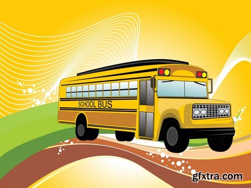 Collection of school bus cartoon vector image 25 EPS