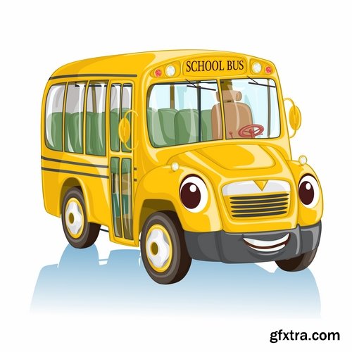 Collection of school bus cartoon vector image 25 EPS