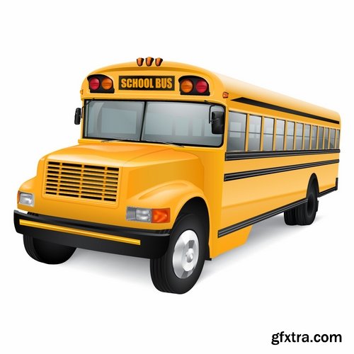 Collection of school bus cartoon vector image 25 EPS