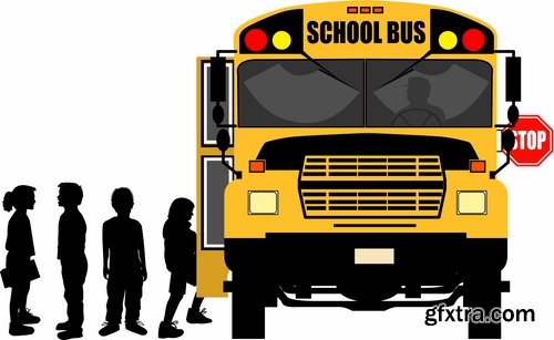 Collection of school bus cartoon vector image 25 EPS