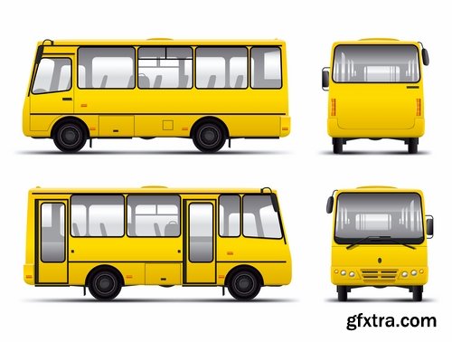 Collection of school bus cartoon vector image 25 EPS