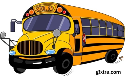 Collection of school bus cartoon vector image 25 EPS