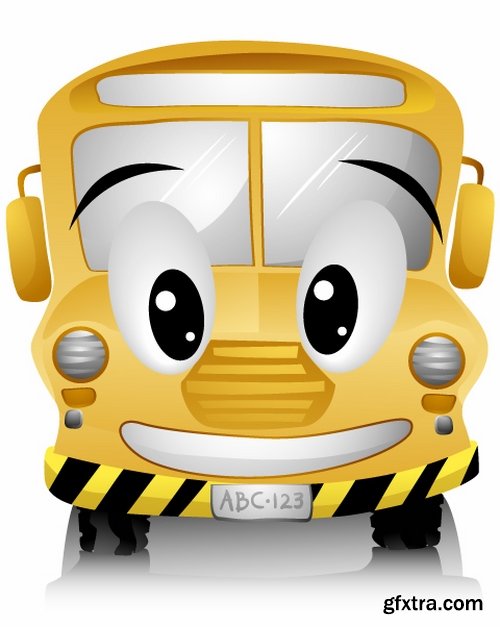 Collection of school bus cartoon vector image 25 EPS