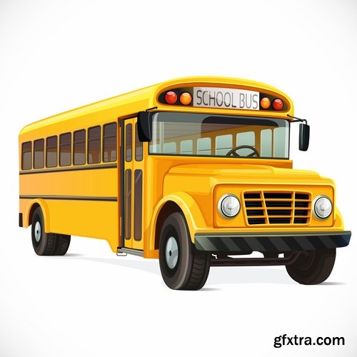 Collection of school bus cartoon vector image 25 EPS