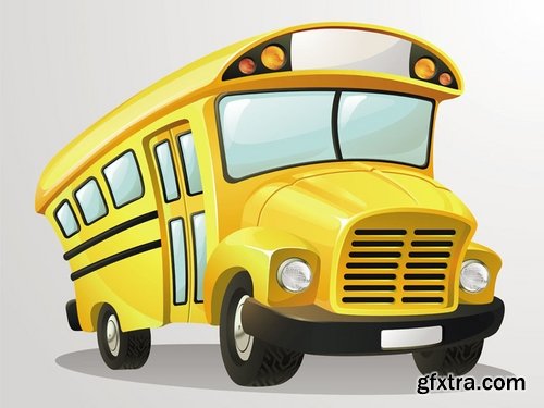 Collection of school bus cartoon vector image 25 EPS