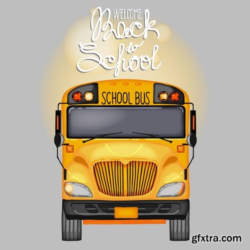 Collection of school bus cartoon vector image 25 EPS