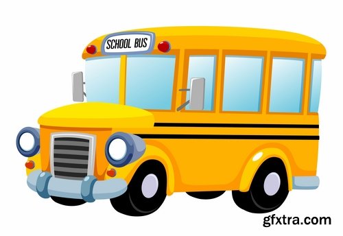 Collection of school bus cartoon vector image 25 EPS