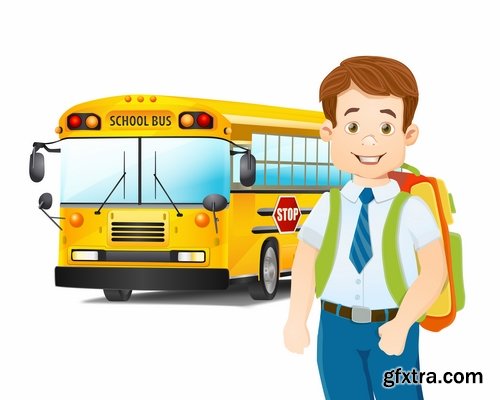 Collection of school bus cartoon vector image 25 EPS