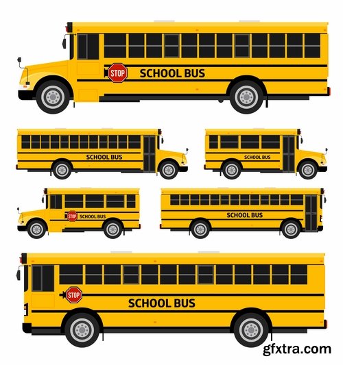 Collection of school bus cartoon vector image 25 EPS