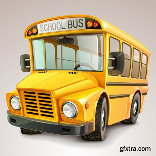 Collection of school bus cartoon vector image 25 EPS