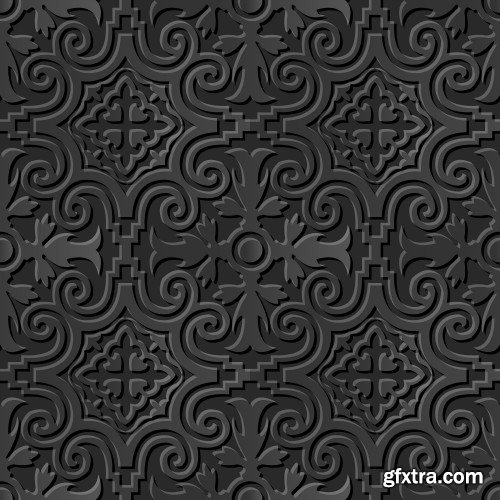 Seamless 3D elegant dark paper, art pattern