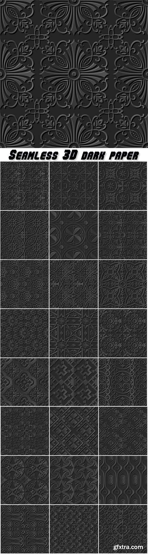 Seamless 3D elegant dark paper, art pattern