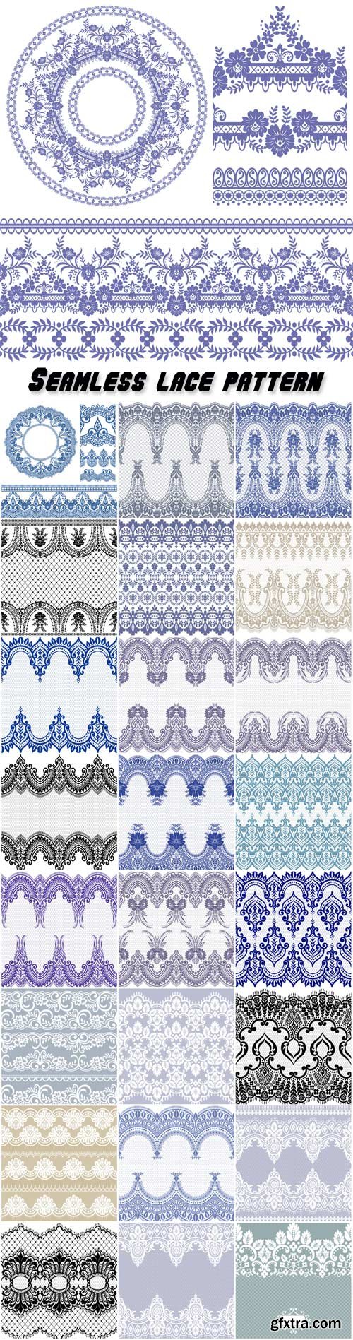 Seamless lace pattern, flower vintage vector background