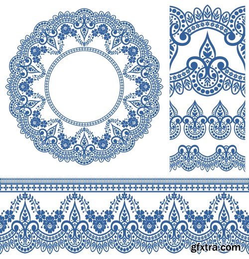 Seamless lace pattern, flower vintage vector background