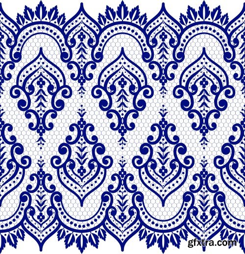 Seamless lace pattern, flower vintage vector background