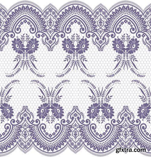 Seamless lace pattern, flower vintage vector background