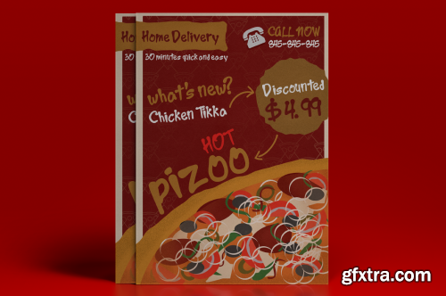CreativeMarket Retro Pizza Flyer for Restaurant 577358