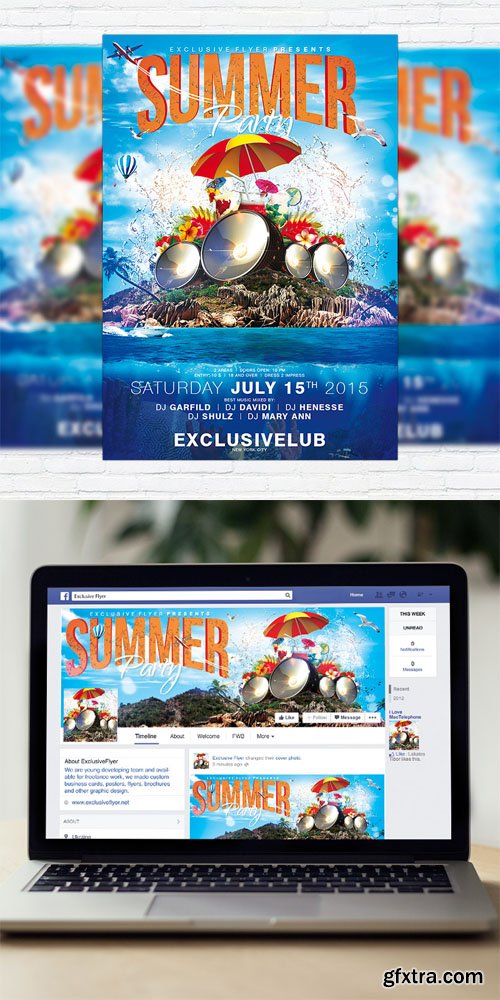 Summer Party Vol 4 - Flyer Template + Facebook Cover