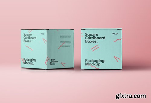 Square Psd Cardboard Box Mockup