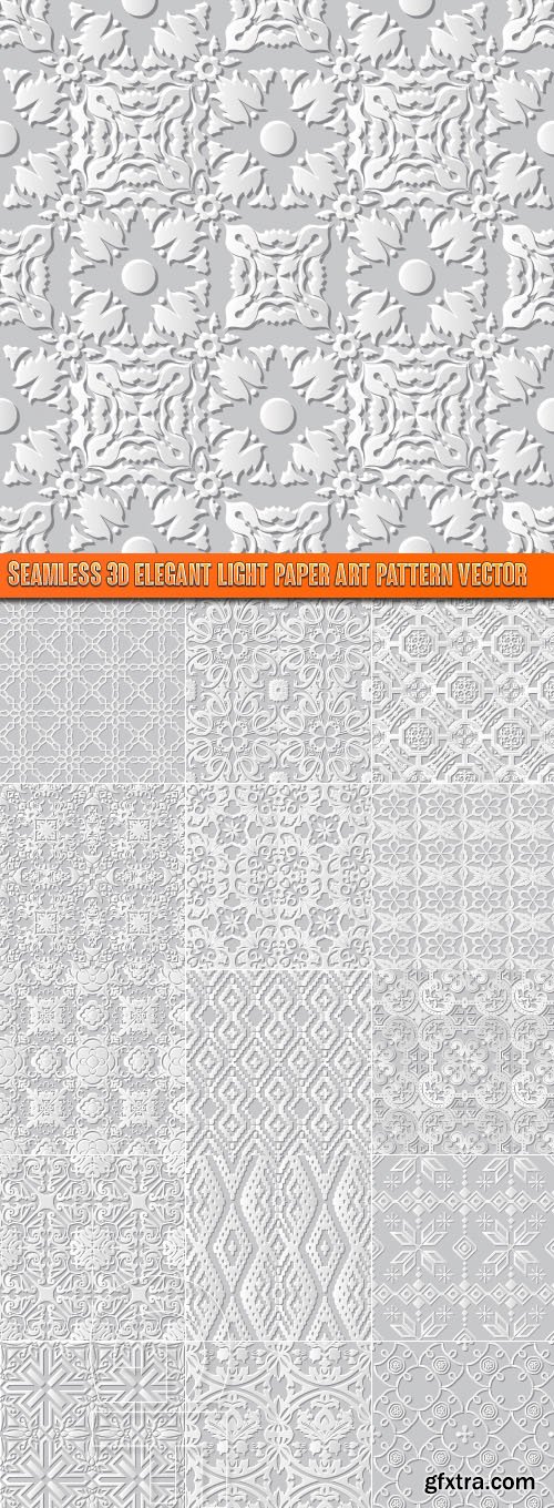 Seamless 3D elegant light paper art pattern vector
